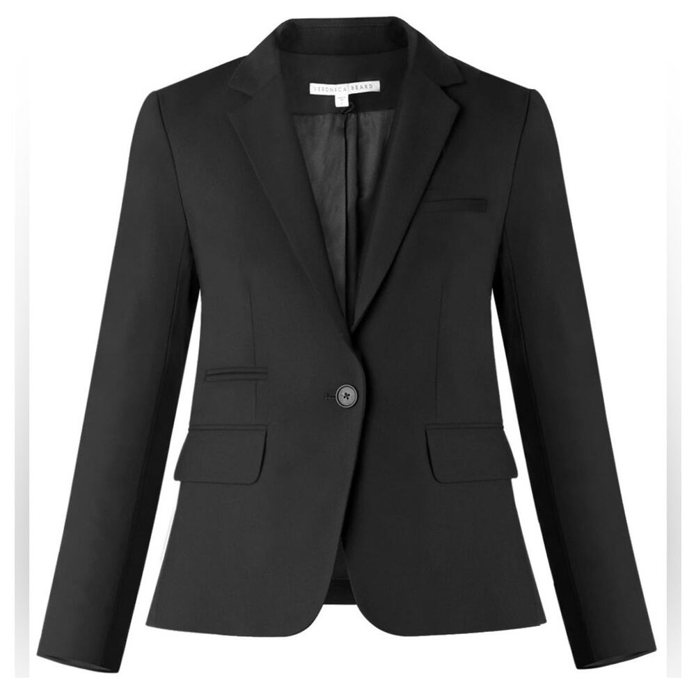 Veronica Beard Black Single-Button Tailored Blazer with Notch Lapel - Picture 3 of 14
